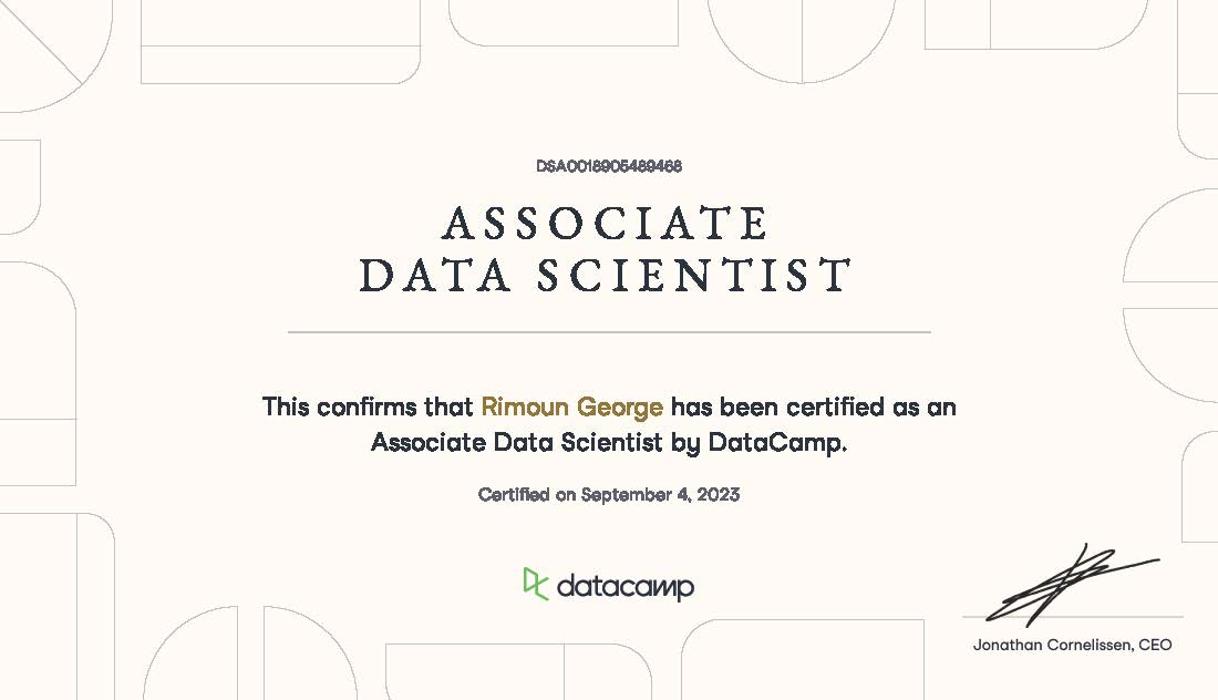 Data Scientist Associate Certificate
