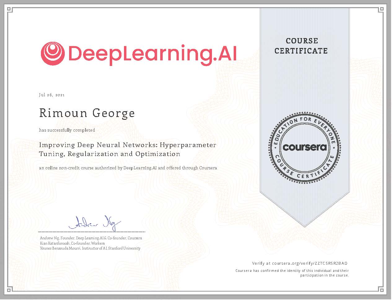 Improving Deep Neural Networks: Hyperparameter Tuning, Regularization and Optimization