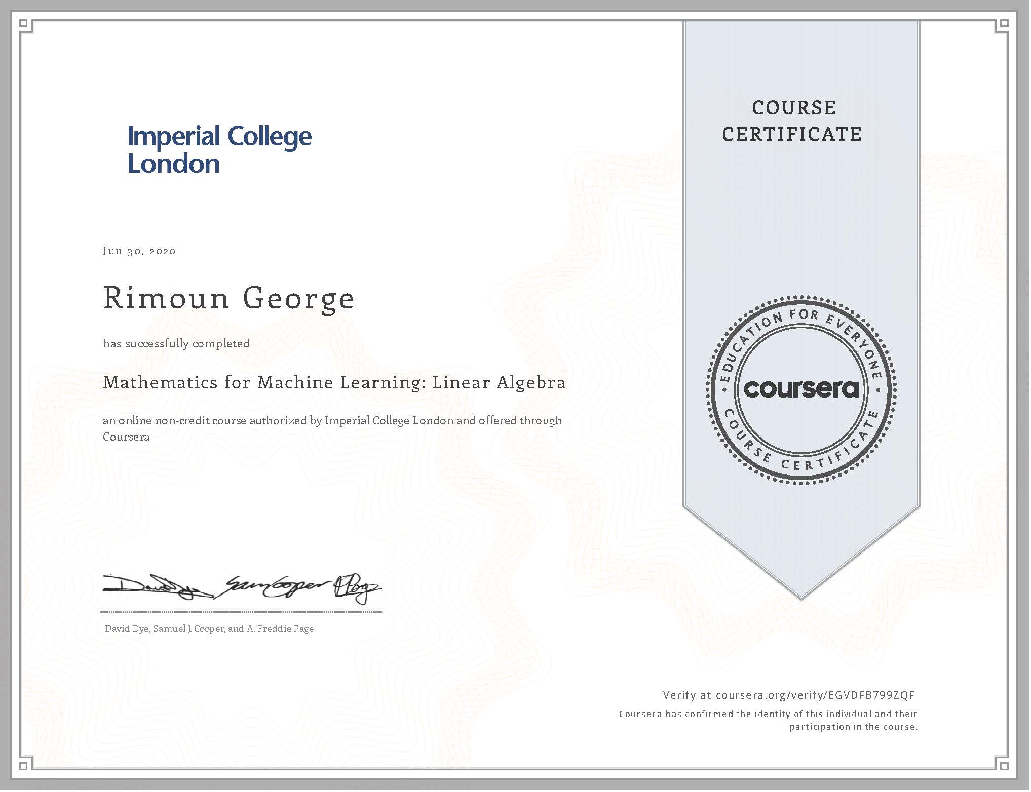 Mathematics for Machine Learning: Linear Algebra